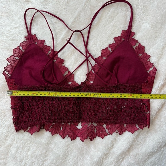 Free People Lace Bralette in Burgundy | Size M - Picture 6 of 8